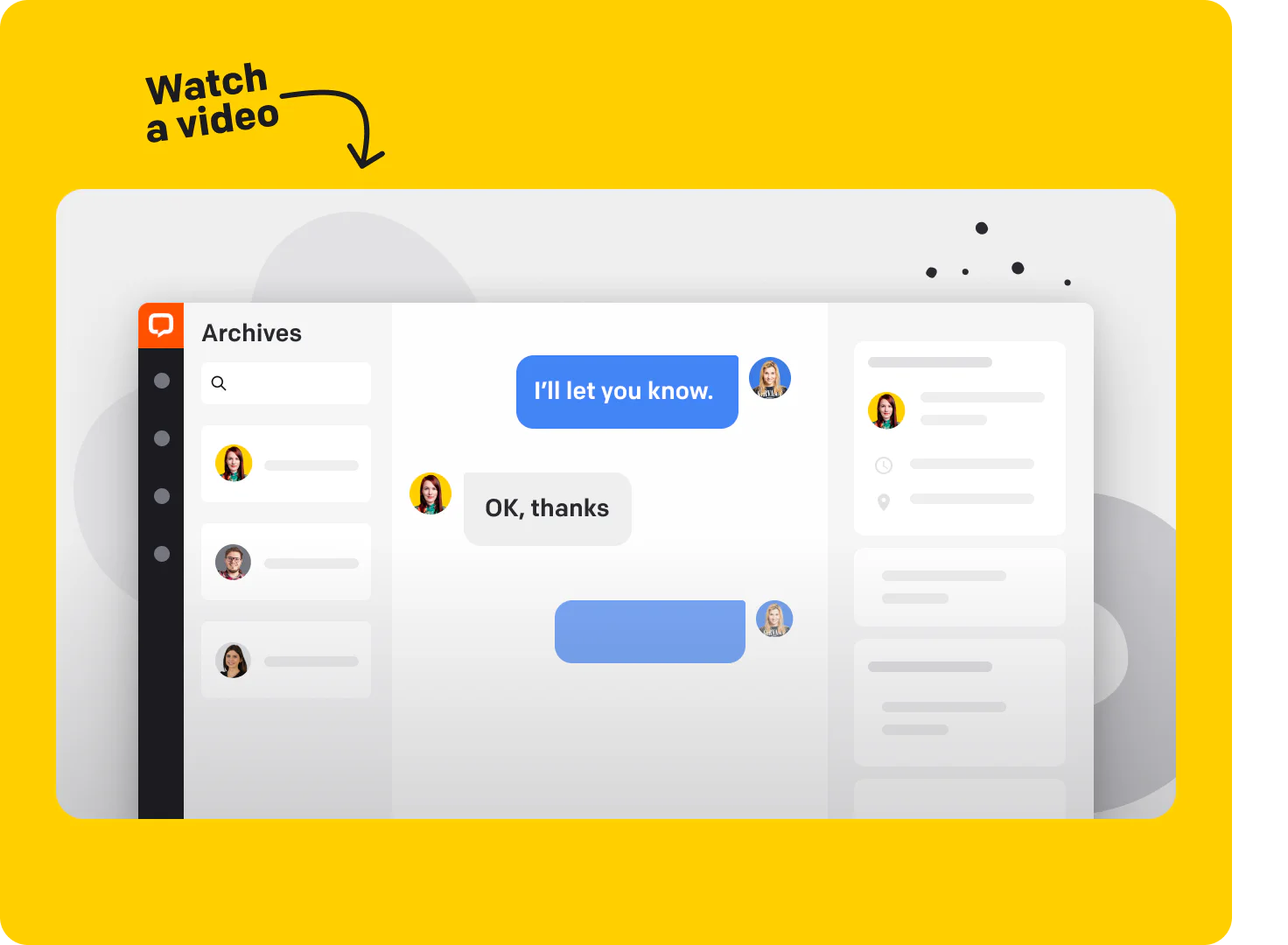Illustration of the LiveChat® asynchronous communication application