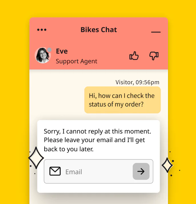 LiveChat® dashboard with a product recommendation sent asynchronously to a customer by support agent