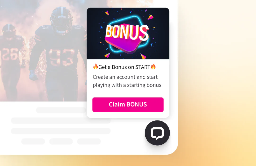LiveChat widget displaying a campaign offering a bonus to boost engagement on a gaming platform