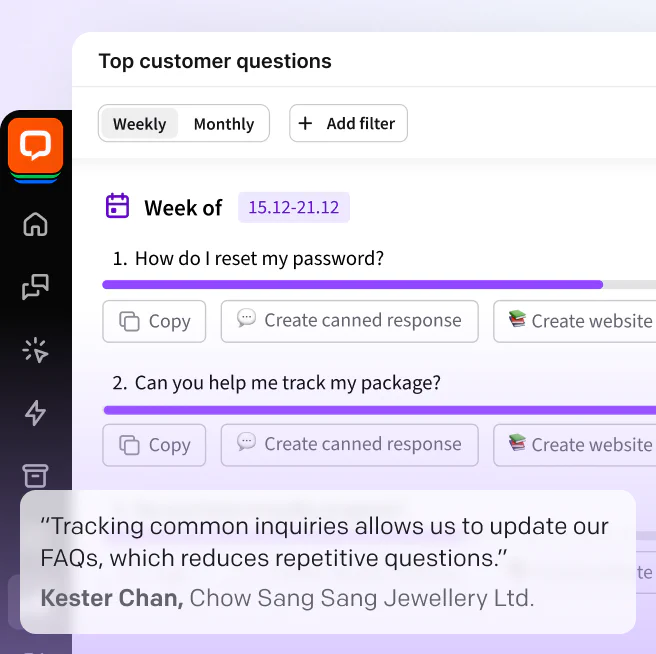 Filters in LiveChat® app